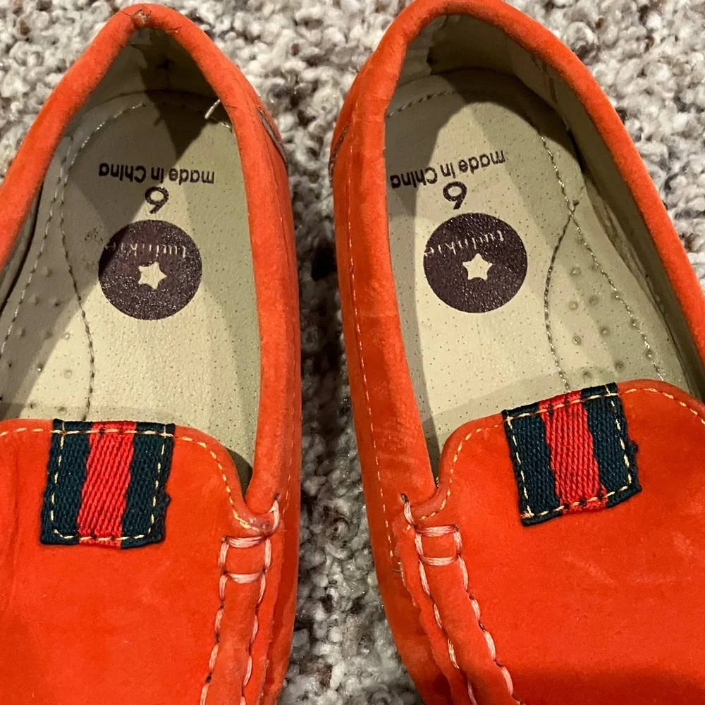 Baby Boy Orange Loafers – Size 6 – Slip-On Dress Shoes